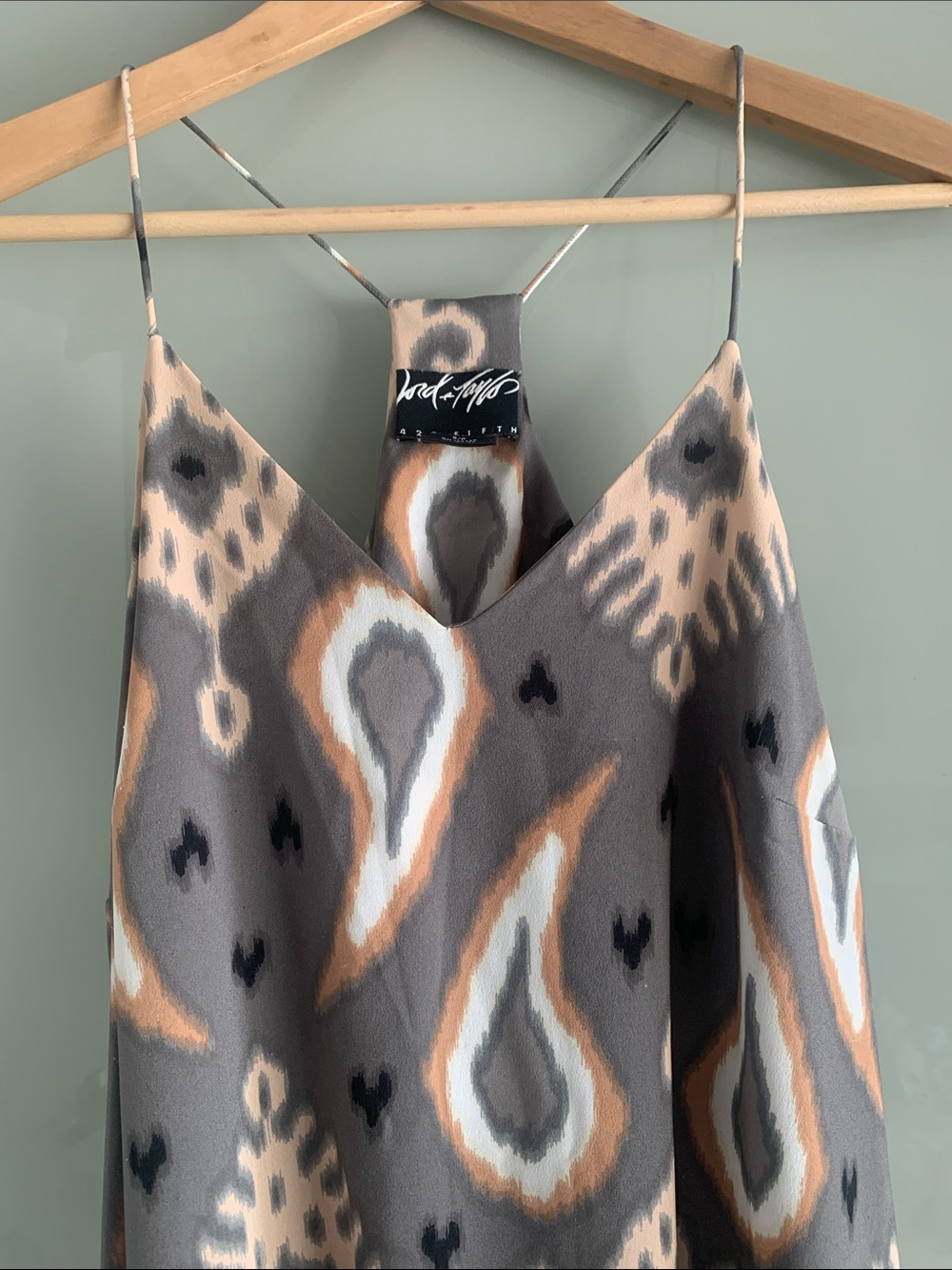 Lord & Taylor Gray, Cream & Brown Printed Maxi Dress